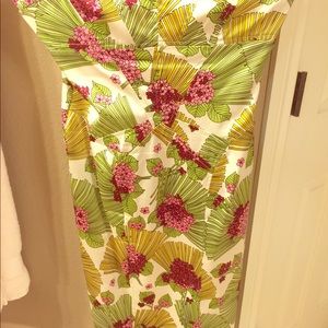 Satin, strapless David Meister dress